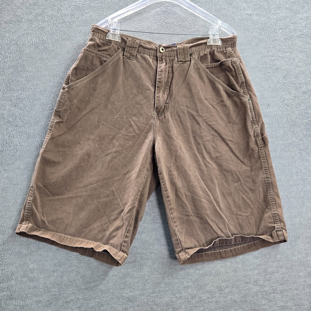 VINTAGE Utility Men Carpenter Shorts 36 Brown Pockets High Rise 11" Inseam READ